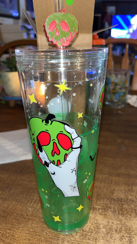 24oz Poison Apple slime drip w/ Straw charm